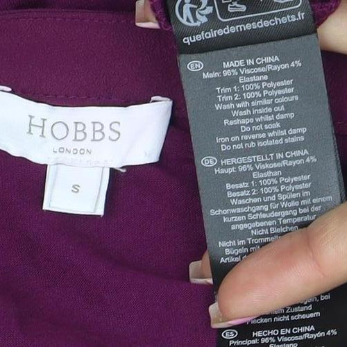 Hobbs Womens Purple Long Sleeve Pleated V-Neck Tunic Blouse Size S