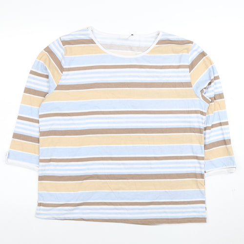 Anne de Lançay Women’s Multicoloured Striped 3/4 Sleeve Cotton T-Shirt Size L