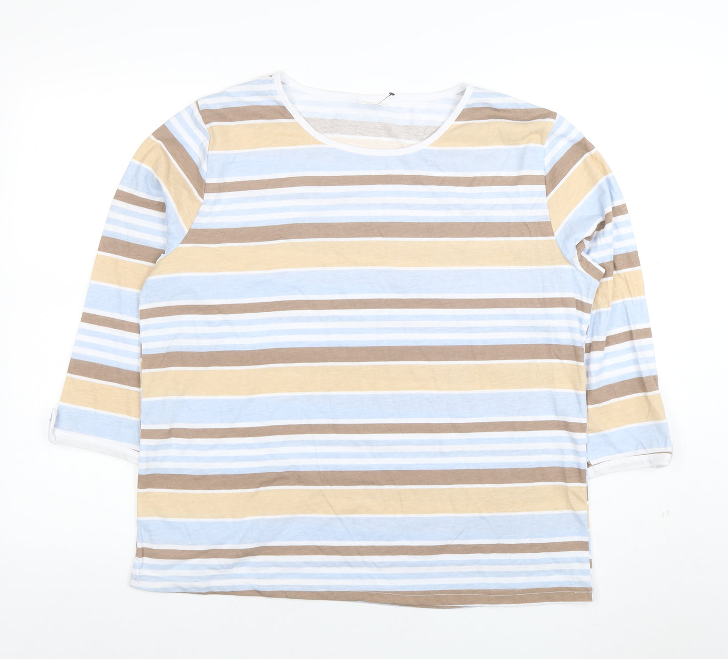 Anne de Lançay Women’s Multicoloured Striped 3/4 Sleeve Cotton T-Shirt Size L