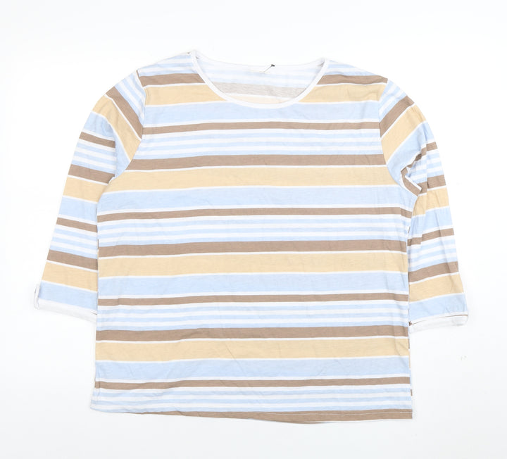 Anne de Lançay Women’s Multicoloured Striped 3/4 Sleeve Cotton T-Shirt Size L