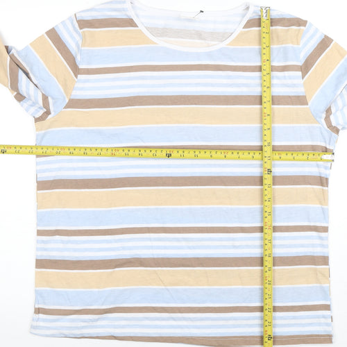 Anne de Lançay Women’s Multicoloured Striped 3/4 Sleeve Cotton T-Shirt Size L