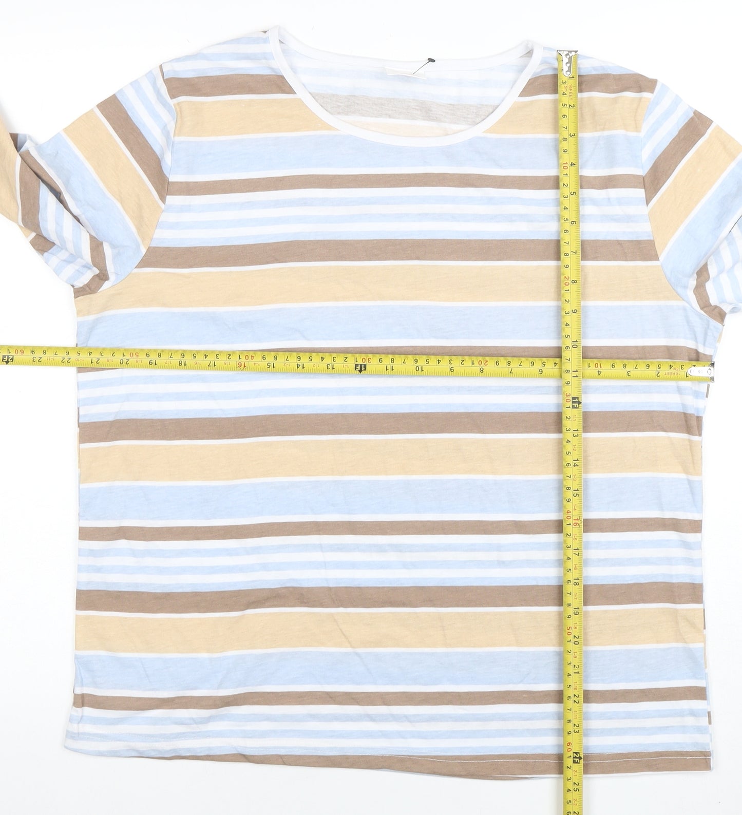 Anne de Lançay Women’s Multicoloured Striped 3/4 Sleeve Cotton T-Shirt Size L