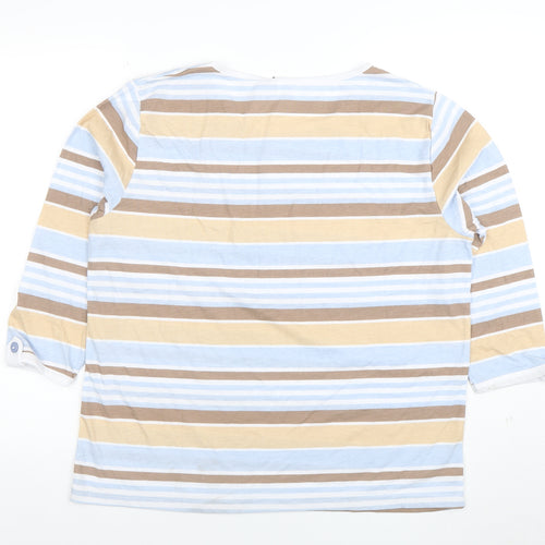 Anne de Lançay Women’s Multicoloured Striped 3/4 Sleeve Cotton T-Shirt Size L