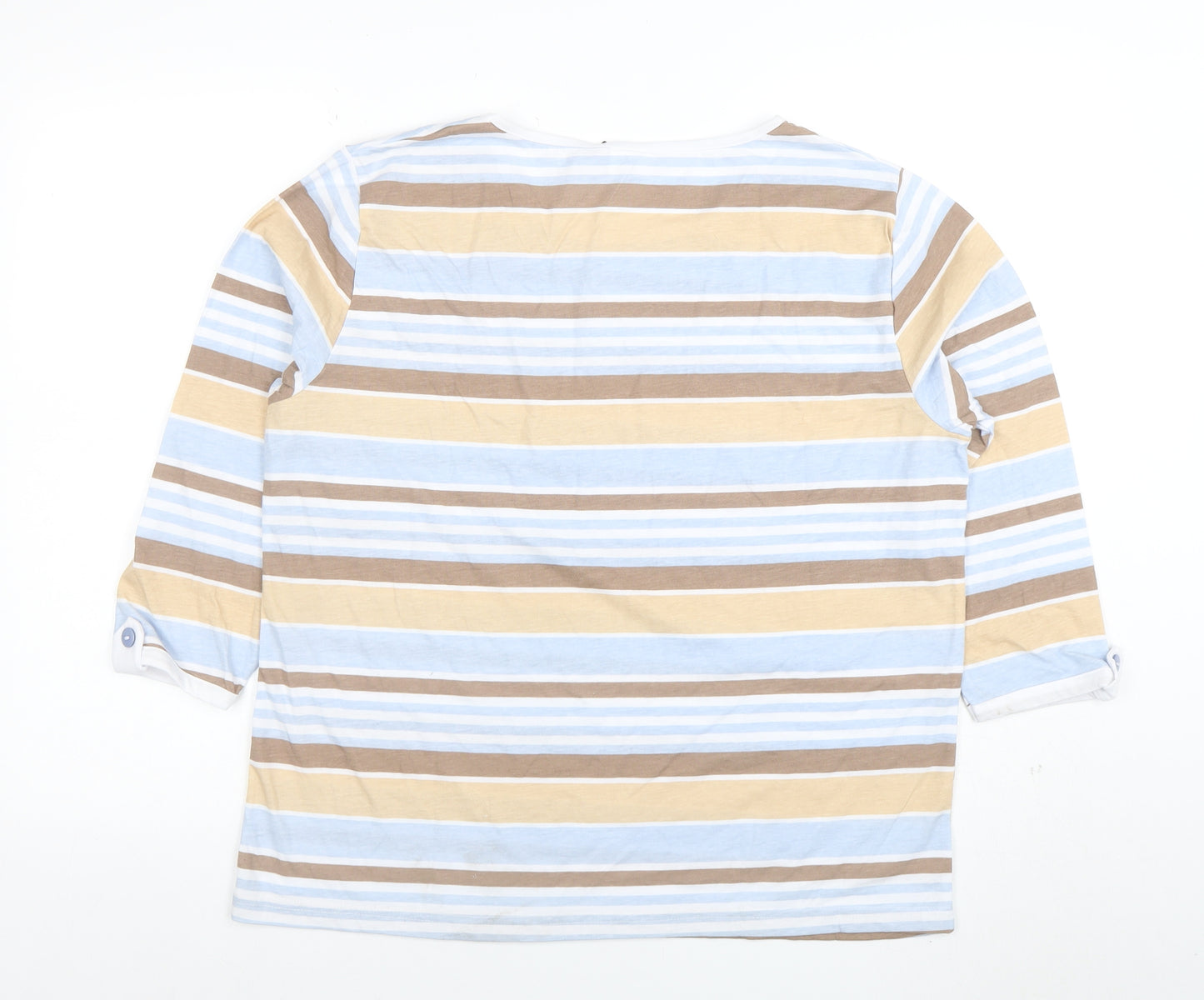 Anne de Lançay Women’s Multicoloured Striped 3/4 Sleeve Cotton T-Shirt Size L