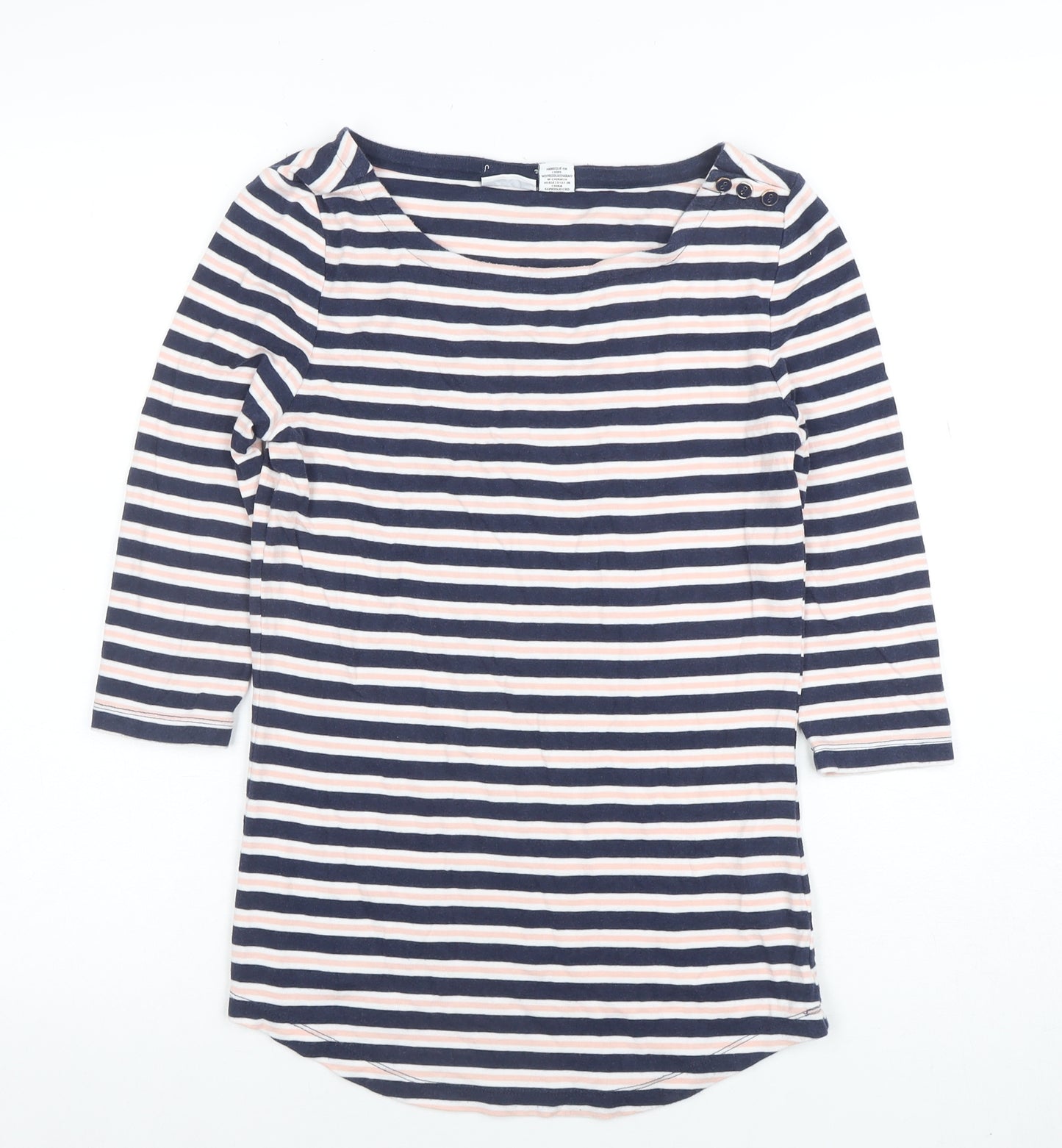 Tabitha Webb Women's Multicoloured Striped 3/4 Sleeve Cotton Jersey T-Shirt Size L