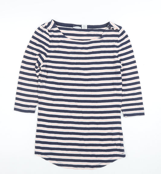 Tabitha Webb Women's Multicoloured Striped 3/4 Sleeve Cotton Jersey T-Shirt Size L