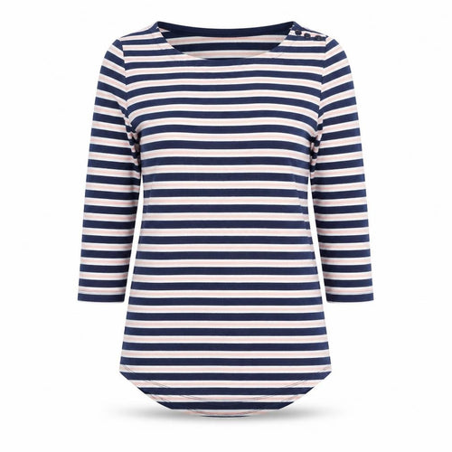 Tabitha Webb Women's Multicoloured Striped 3/4 Sleeve Cotton Jersey T-Shirt Size L