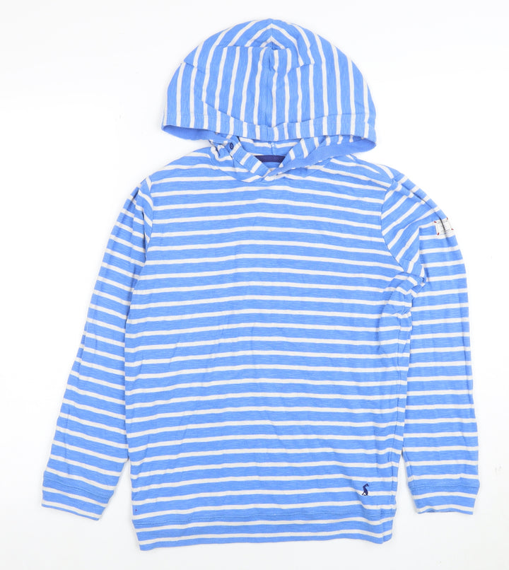 Joules Women’s Blue Striped Hooded Pullover Sweatshirt Size 12