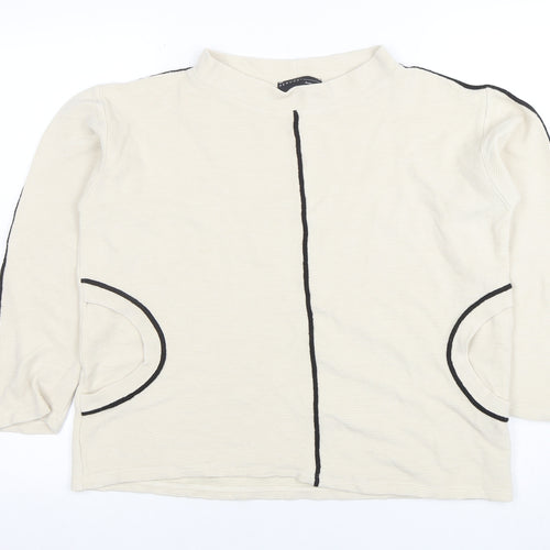 Peruzzi Women’s Beige Long Sleeve Mock Neck Jersey Top Size 10