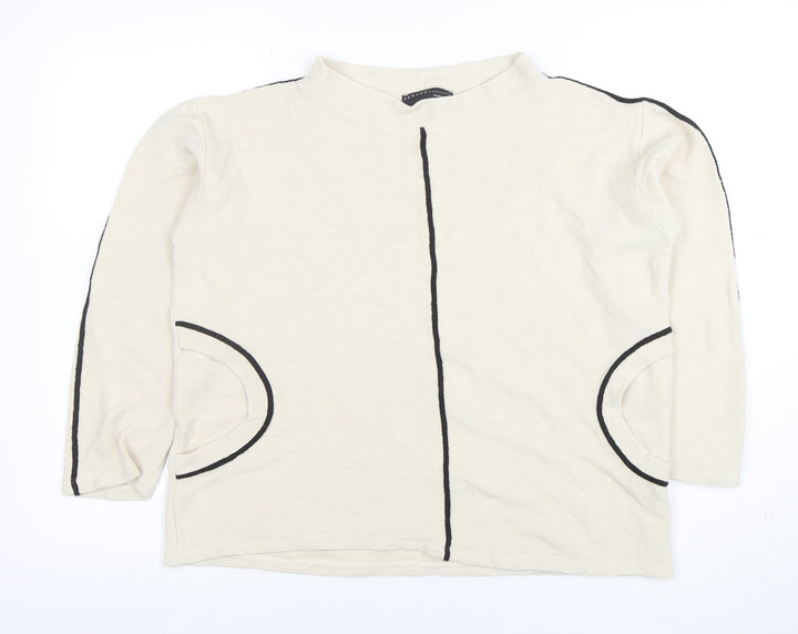Peruzzi Women’s Beige Long Sleeve Mock Neck Jersey Top Size 10