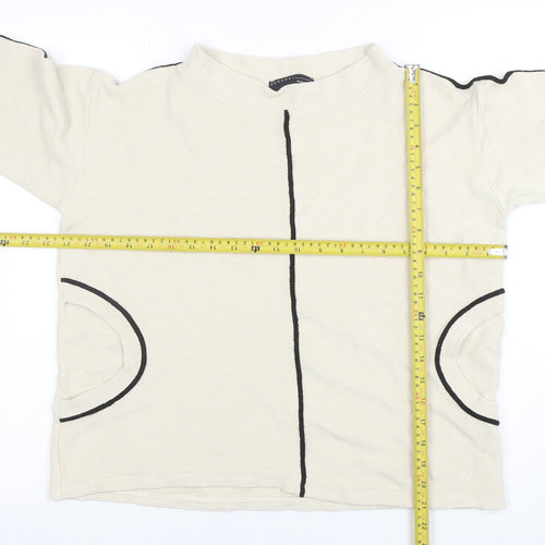 Peruzzi Women’s Beige Long Sleeve Mock Neck Jersey Top Size 10