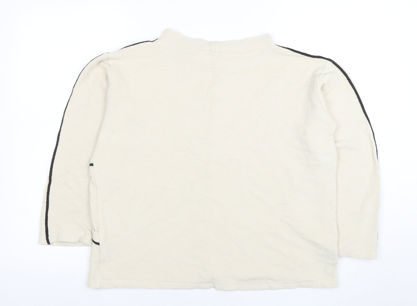 Peruzzi Women’s Beige Long Sleeve Mock Neck Jersey Top Size 10