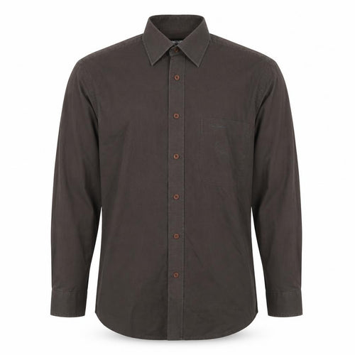 Pierre Cardin Men's Brown 14.5 Long Sleeve Regular Fit Button-Up Shirt