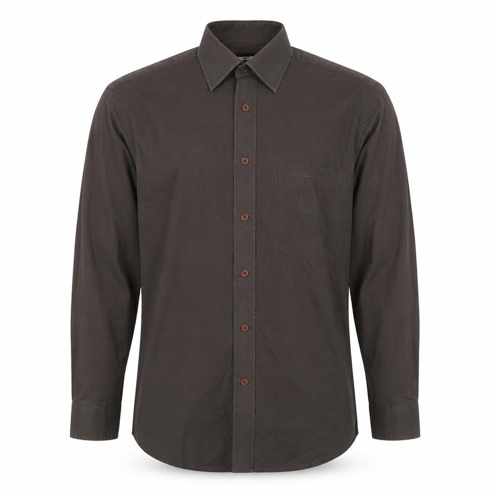 Pierre Cardin Men's Brown 14.5 Long Sleeve Regular Fit Button-Up Shirt