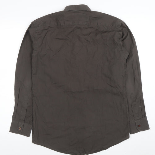 Pierre Cardin Men's Brown 14.5 Long Sleeve Regular Fit Button-Up Shirt