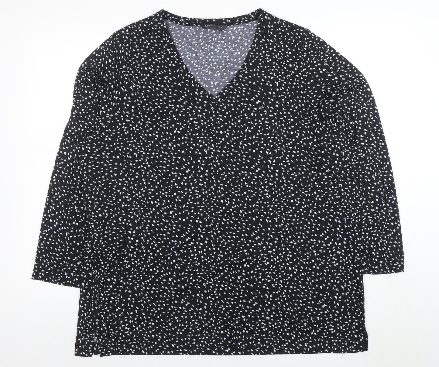 Marks and Spencer Women's Black Long Sleeve V-Neck Tunic Blouse Size 20