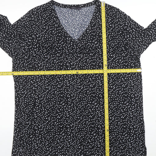 Marks and Spencer Women's Black Long Sleeve V-Neck Tunic Blouse Size 20