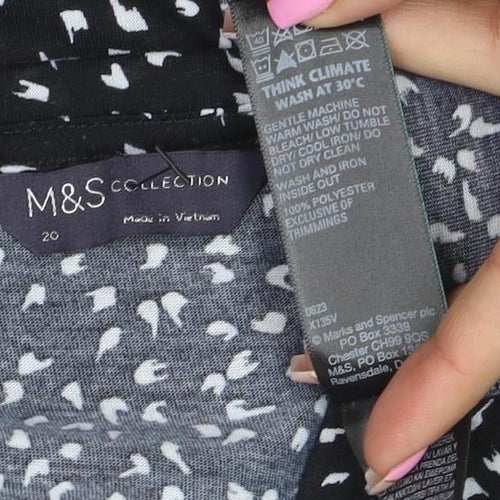 Marks and Spencer Women's Black Long Sleeve V-Neck Tunic Blouse Size 20