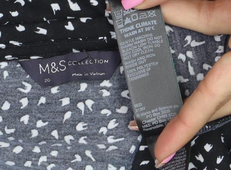 Marks and Spencer Women's Black Long Sleeve V-Neck Tunic Blouse Size 20