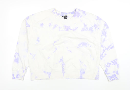 New Look Womens White Purple Tie Dye Pullover Sweatshirt M