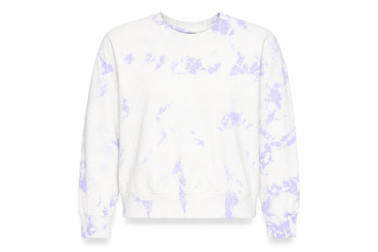 Front view of New Look women’s white purple tie dye pullover sweatshirt m