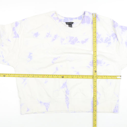 New Look Womens White Purple Tie Dye Pullover Sweatshirt M