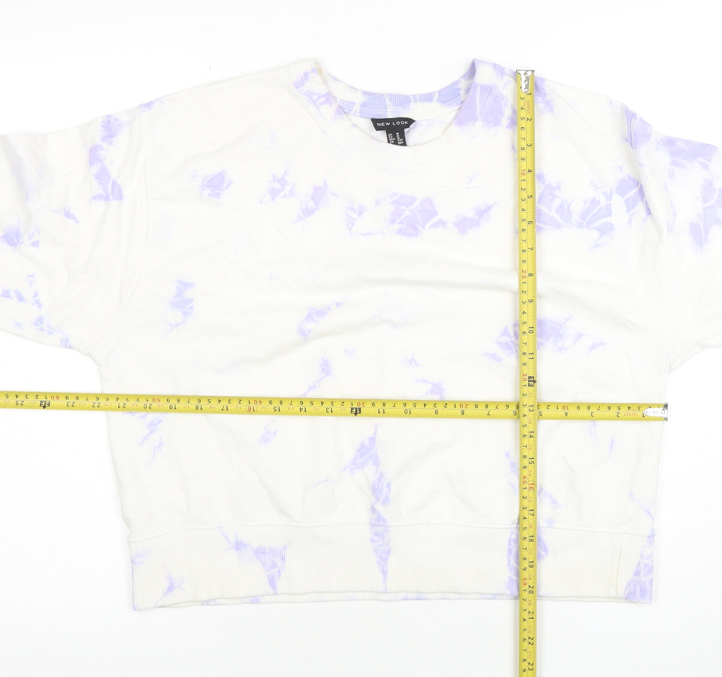 New Look Womens White Purple Tie Dye Pullover Sweatshirt M