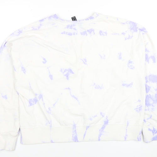 New Look Womens White Purple Tie Dye Pullover Sweatshirt M