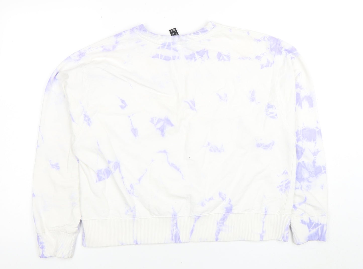 New Look Womens White Purple Tie Dye Pullover Sweatshirt M