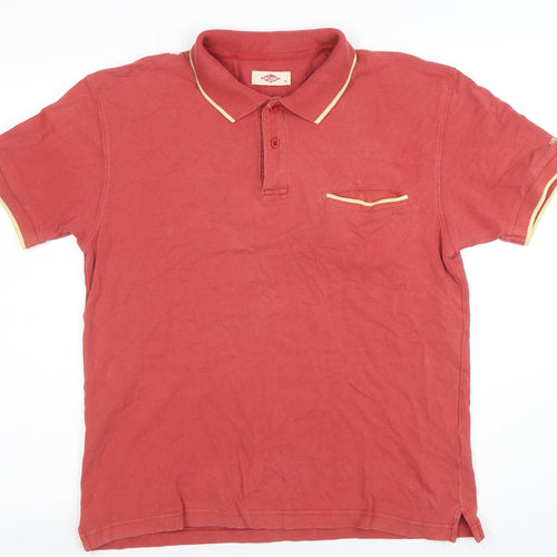 Lee Cooper Men's Red Cotton Short Sleeve Polo Shirt M