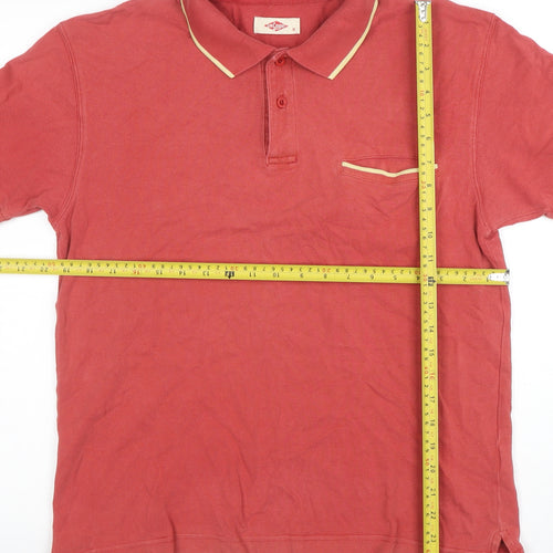 Lee Cooper Men's Red Cotton Short Sleeve Polo Shirt M