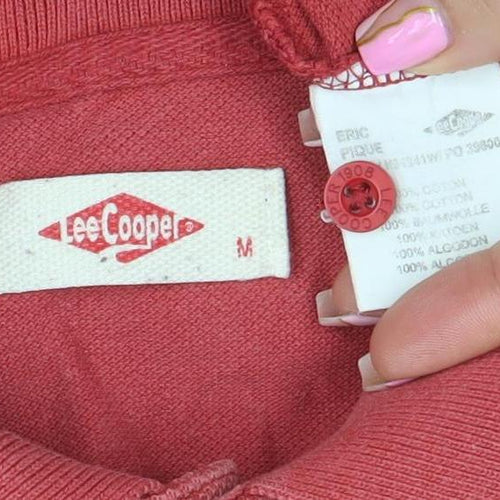 Lee Cooper Men's Red Cotton Short Sleeve Polo Shirt M