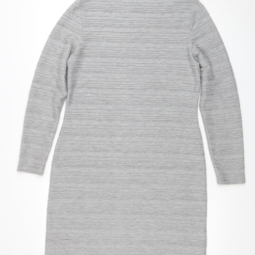 Marks and Spencer Women’s Grey Size 12 Roll Neck Ribbed Knit Bodycon Midi Dress