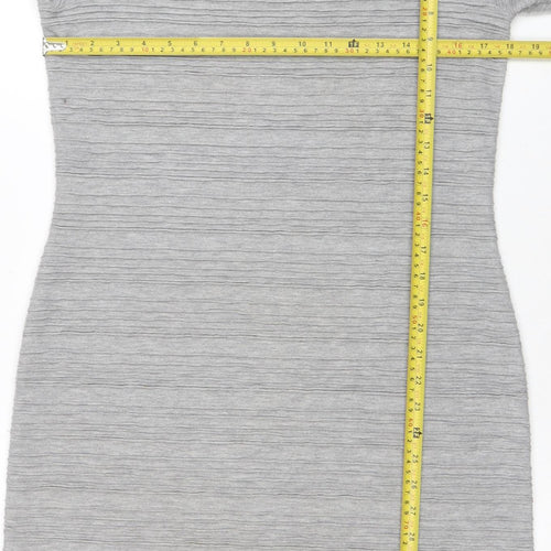 Marks and Spencer Women’s Grey Size 12 Roll Neck Ribbed Knit Bodycon Midi Dress