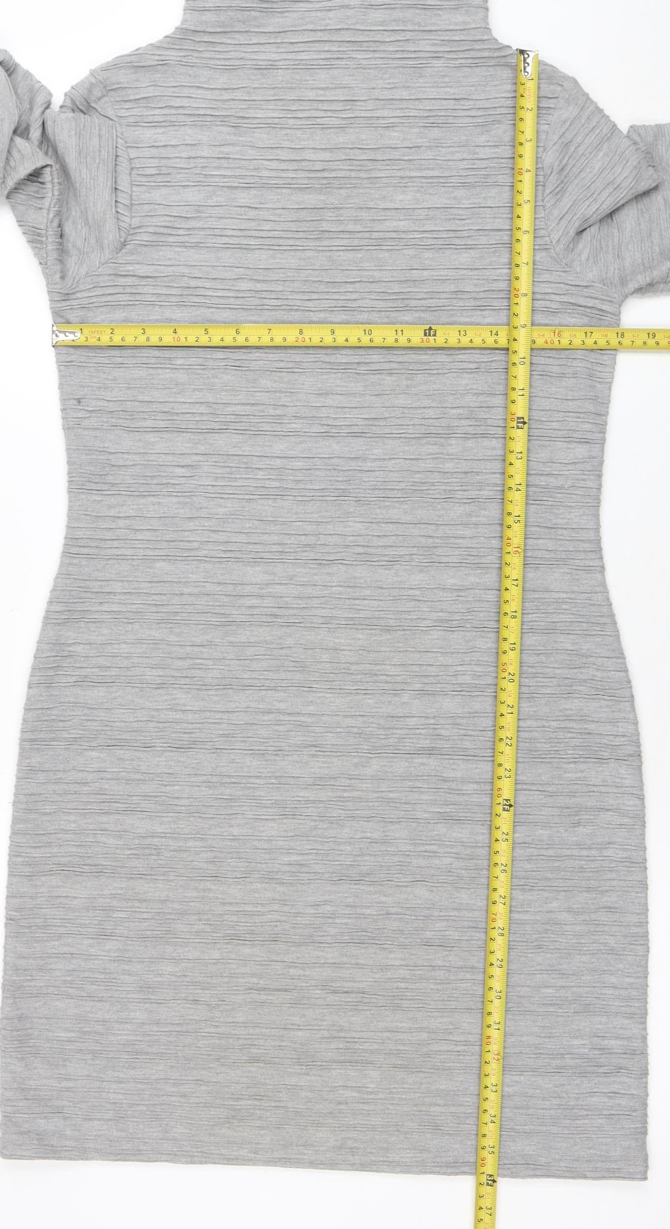 Marks and Spencer Women’s Grey Size 12 Roll Neck Ribbed Knit Bodycon Midi Dress
