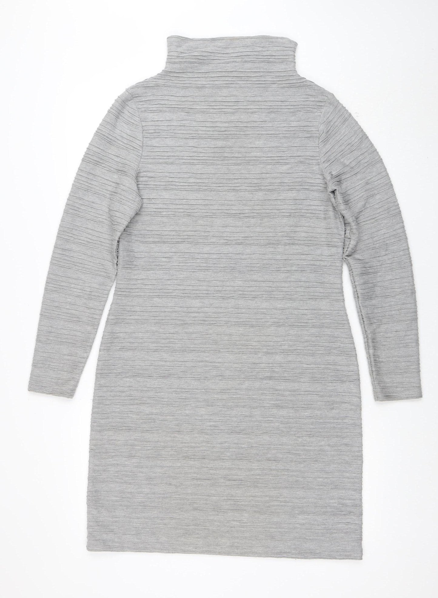 Marks and Spencer Women’s Grey Size 12 Roll Neck Ribbed Knit Bodycon Midi Dress