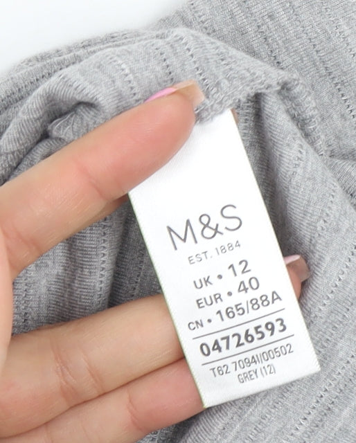 Marks and Spencer Women’s Grey Size 12 Roll Neck Ribbed Knit Bodycon Midi Dress
