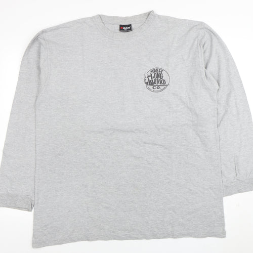 RAMO Men's Grey Long Sleeve Surf Graphic T-Shirt 2XL