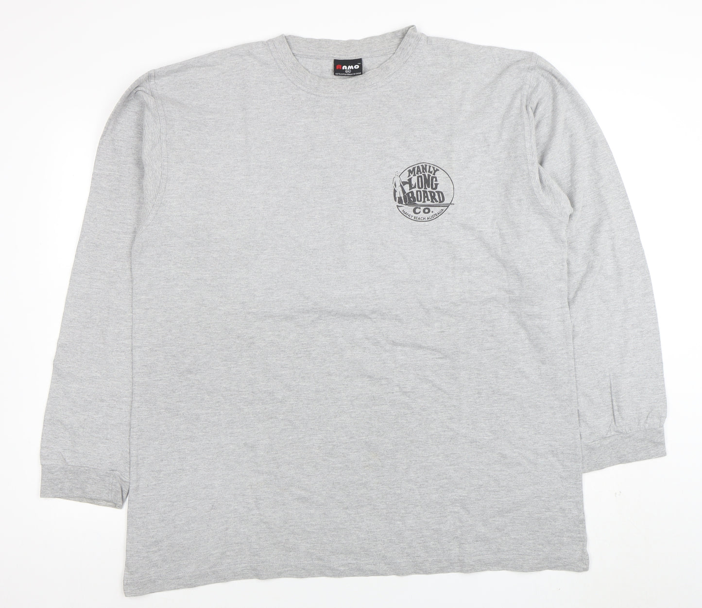 RAMO Men's Grey Long Sleeve Surf Graphic T-Shirt 2XL