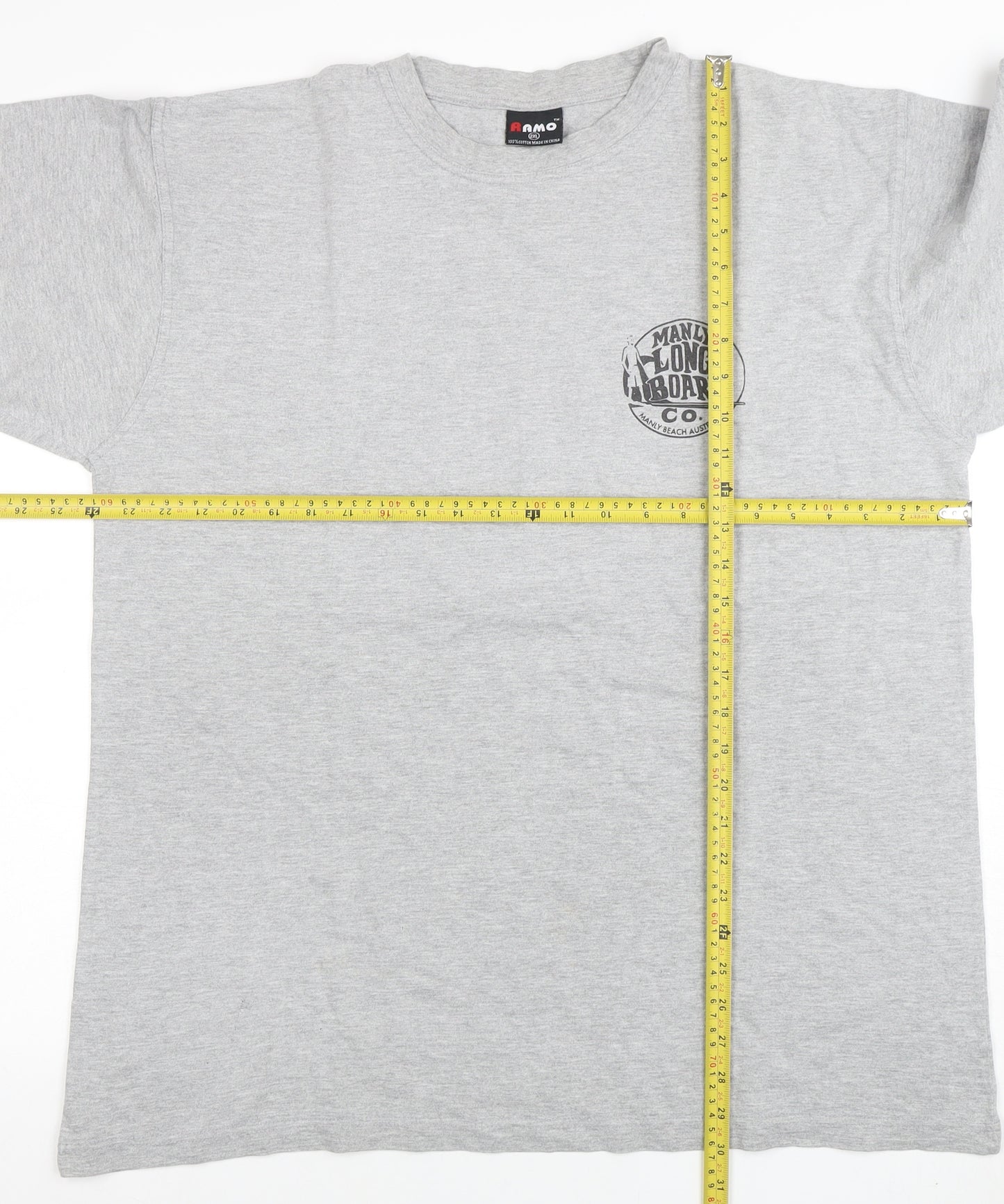 RAMO Men's Grey Long Sleeve Surf Graphic T-Shirt 2XL