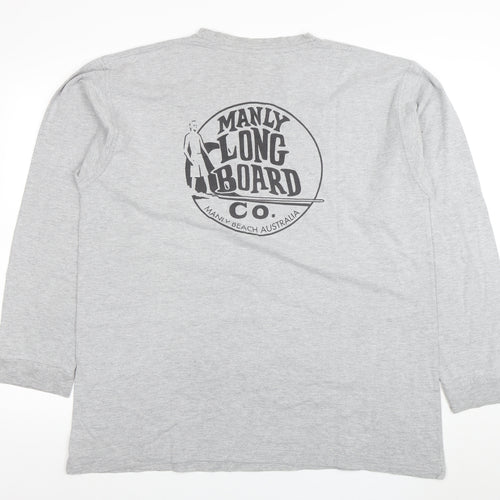 RAMO Men's Grey Long Sleeve Surf Graphic T-Shirt 2XL