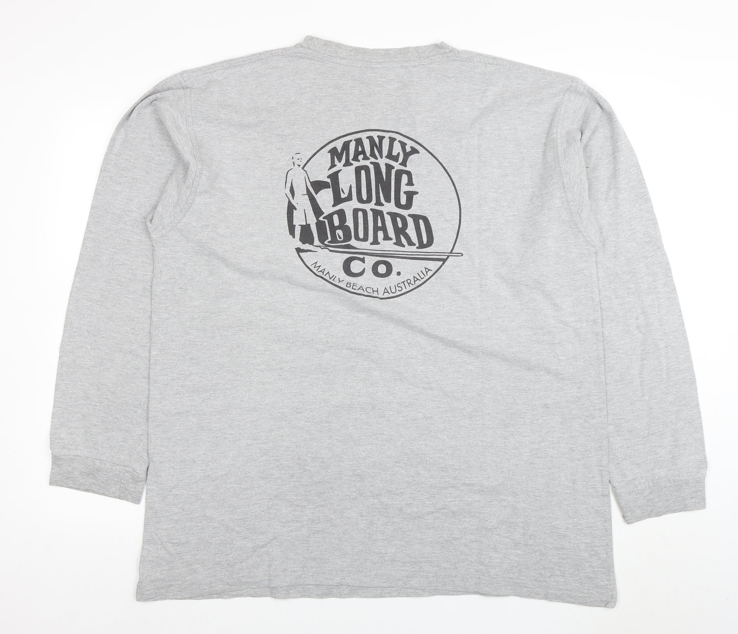 RAMO Men's Grey Long Sleeve Surf Graphic T-Shirt 2XL