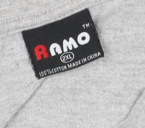 RAMO Men's Grey Long Sleeve Surf Graphic T-Shirt 2XL