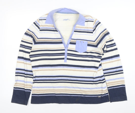 Dash Women’s Multicoloured Striped Long Sleeve Polo Top Size 14