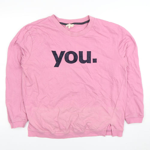 Esprit Women Pink Pullover Sweatshirt Size 12 Cotton Blend Long Sleeve