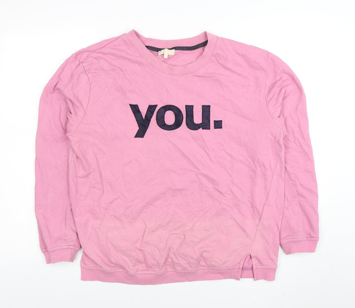Esprit Women Pink Pullover Sweatshirt Size 12 Cotton Blend Long Sleeve