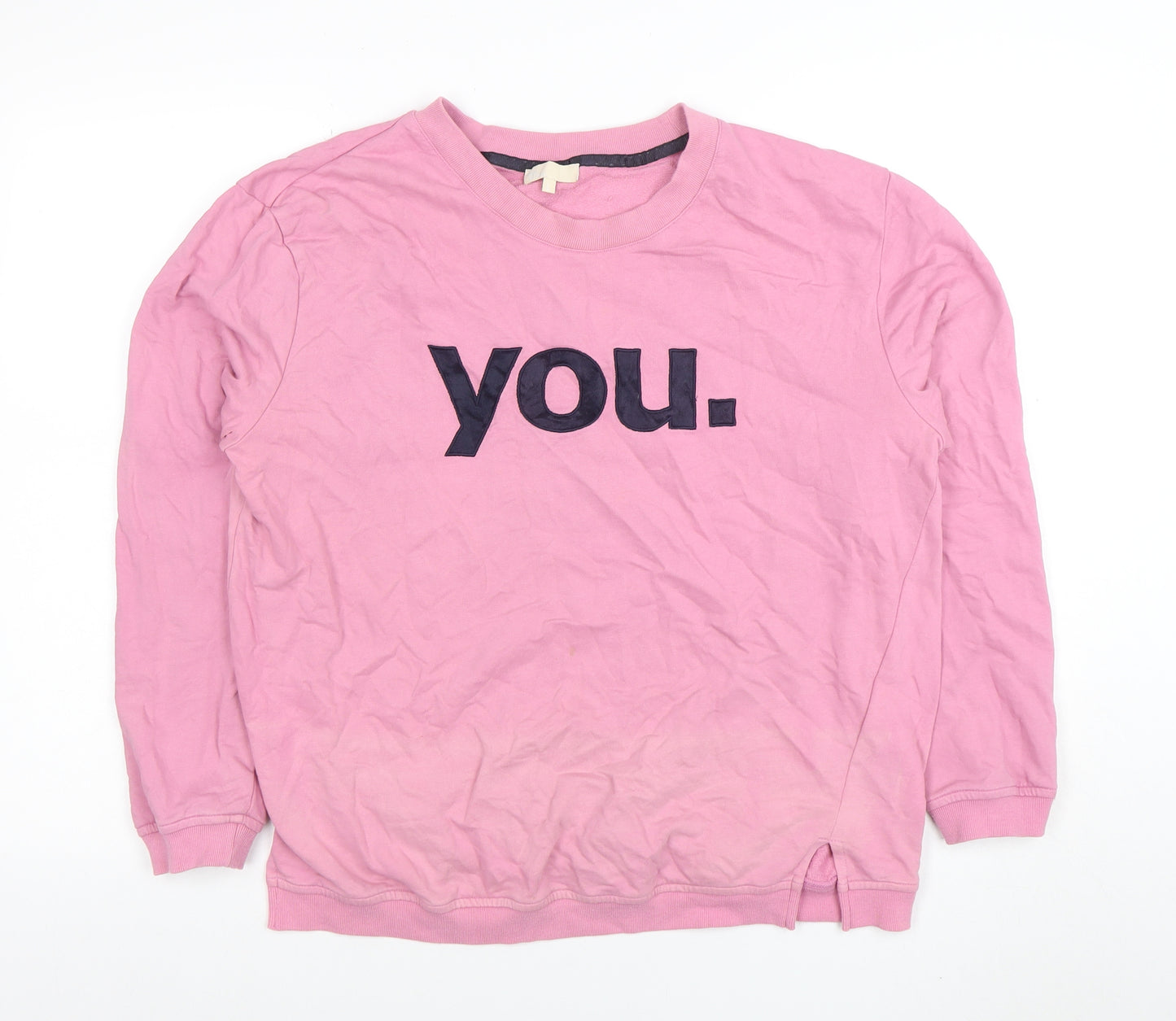 Esprit Women Pink Pullover Sweatshirt Size 12 Cotton Blend Long Sleeve