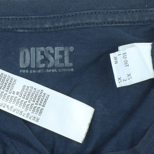 Diesel Men's Blue XS Slim Fit Crew Neck Cotton T-Shirt