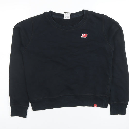 New Balance Womens Black Small Pullover Sweatshirt Cotton Blend