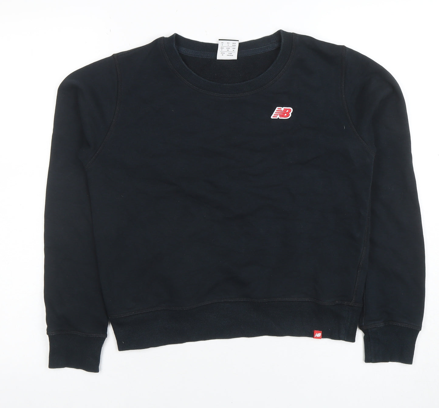 New Balance Womens Black Small Pullover Sweatshirt Cotton Blend